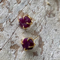 Raw Ruby Gold Studs